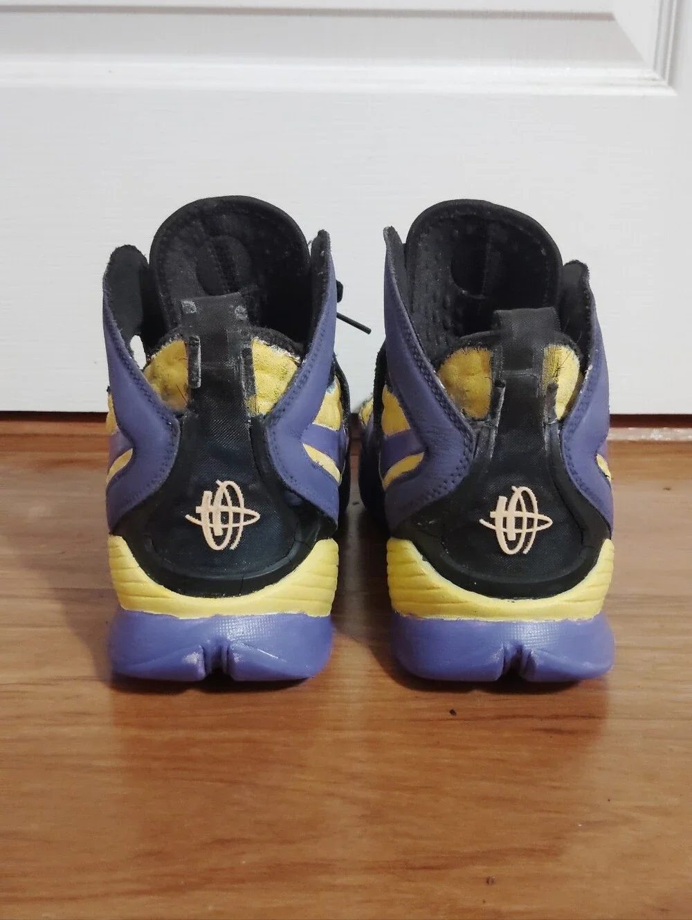 Nike Huarache 2k10 Custom Yellow Purple Basketball Shoes Size 11